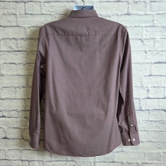 Nordstrom Mens Large Non Iron Trim Fit Long Sleeve Button Down Shirt Red Plaid - Picture 3 of 9